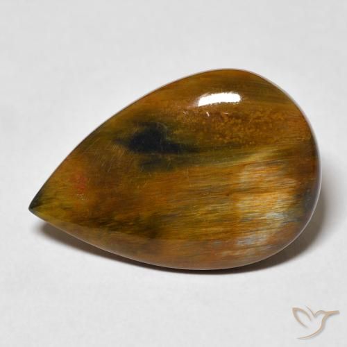 8.35ct Natural Marrón jengibre Pietersita, En forma de pera, Opaco