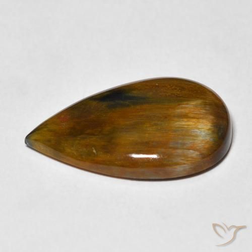 Pietersita Marrón jengibre natural de 8.35 ct, En forma de pera, Opaco