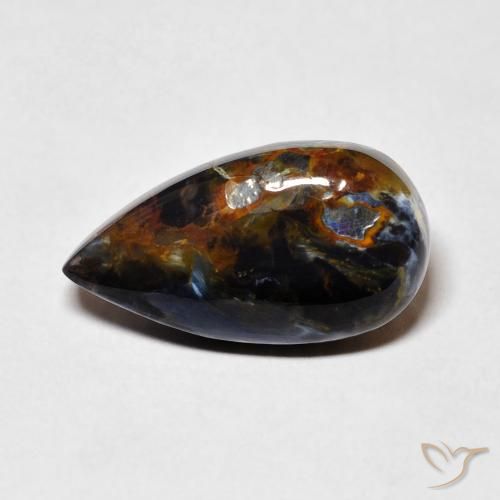 Pietersita Multicolor natural de 6.42 ct, En forma de pera, Opaco