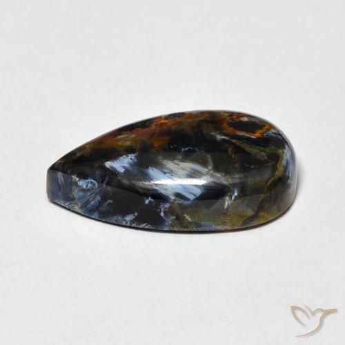 Pietersita Multicolor natural de 6.42 ct, En forma de pera, Opaco