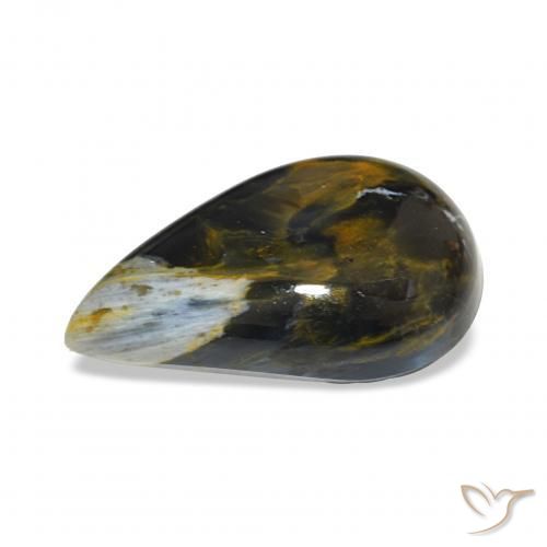 Pietersita Multicolor natural de 7.46 ct, En forma de pera, Opaco