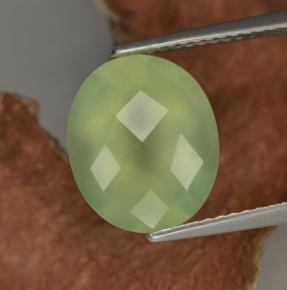 Prehnita verde natural de 4,81 ct, corte óvalo, translúcido