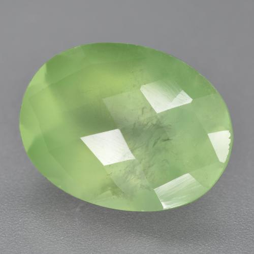 Prehnita verde natural de 9,84 ct, corte óvalo, translúcido