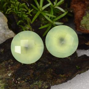 Gemas de prehnita verde natural de 3,95 ct, corte redondo, translúcido