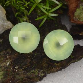 Gemas de prehnita verde natural de 3,95 ct, corte redondo, translúcido