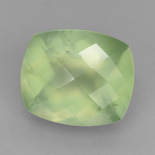 Prehnita verde natural de 5,41 ct, corte cojín, translúcido