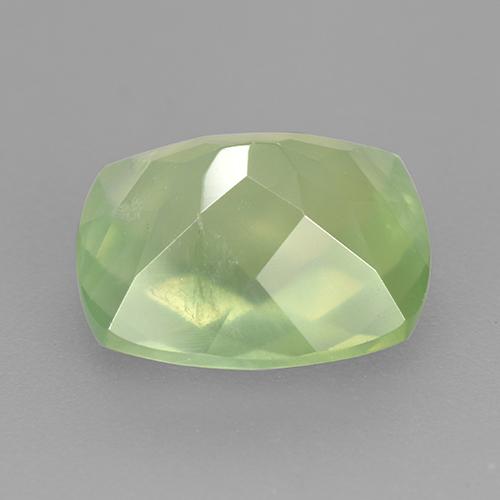 Prehnita verde natural de 5,41 ct, corte cojín, translúcido