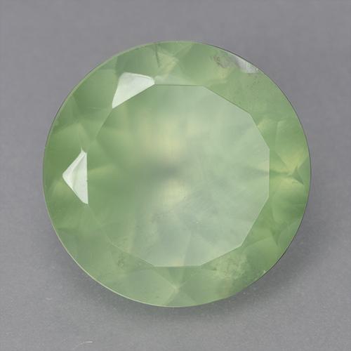 Prehnita verde natural de 9,13 ct, corte redondo, transparente
