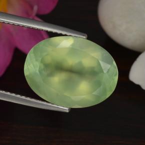 Prehnita verde natural de 9,48 ct, corte óvalo, translúcido