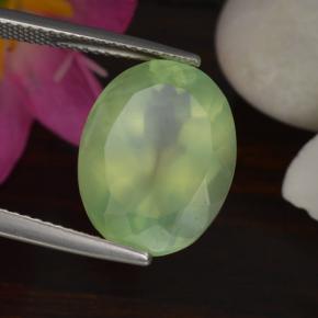 Prehnita verde natural de 9,48 ct, corte óvalo, translúcido