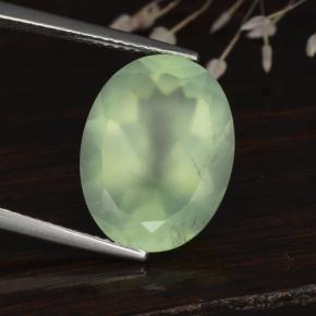 Prehnita verde natural de 8,92 ct, corte óvalo, translúcido