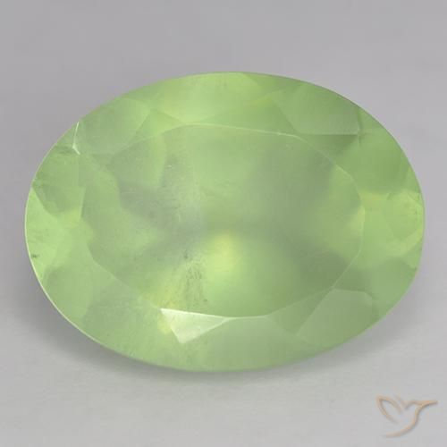 Prehnita verde natural de 8,90 ct, corte óvalo, translúcido