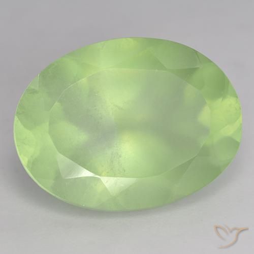 Prehnita verde natural de 8,90 ct, corte óvalo, translúcido