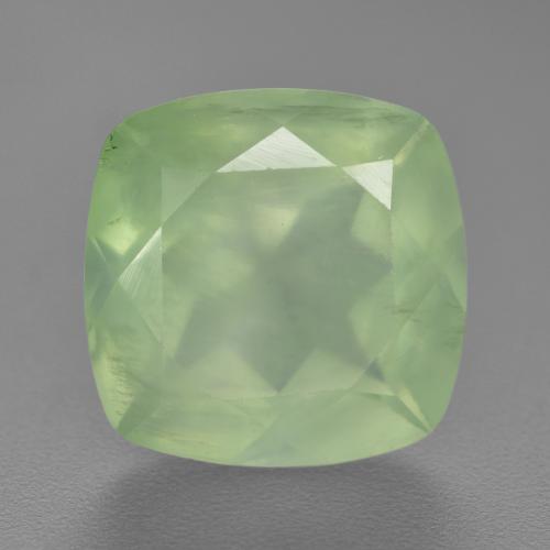 Prehnita verde natural de 6,90 ct, corte cojín, translúcido