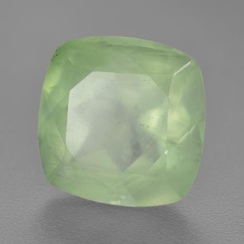 Prehnita verde natural de 6,90 ct, corte cojín, translúcido