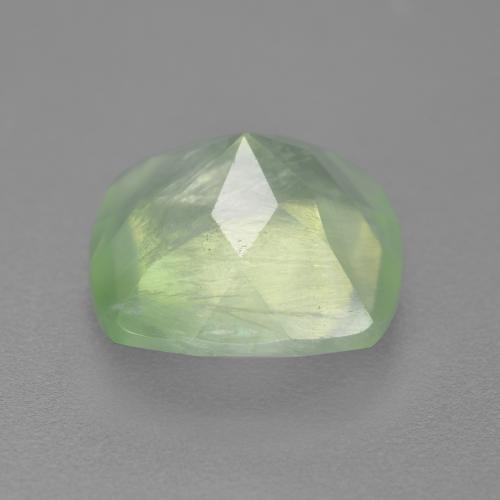 Prehnita verde natural de 6,90 ct, corte cojín, translúcido