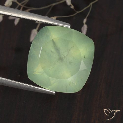 6.75ct Natural Light Yellow Green  Prehnite, Forma Cojín, Translúcido