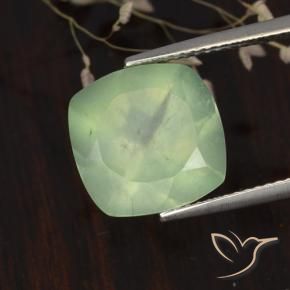 Prehnite Light Yellow Green  natural de 6.75 ct, Forma Cojín, Translúcido