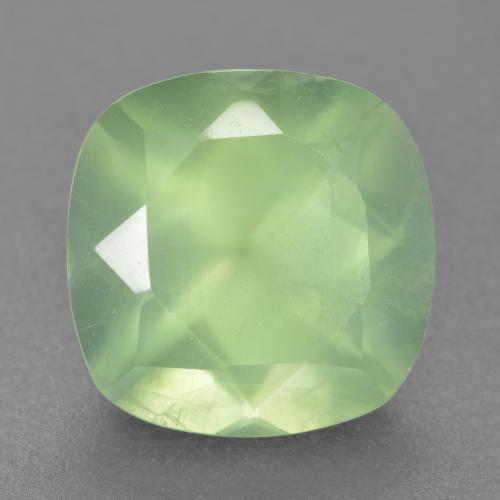 Prehnita verde natural de 6,62 ct, corte cojín, translúcido