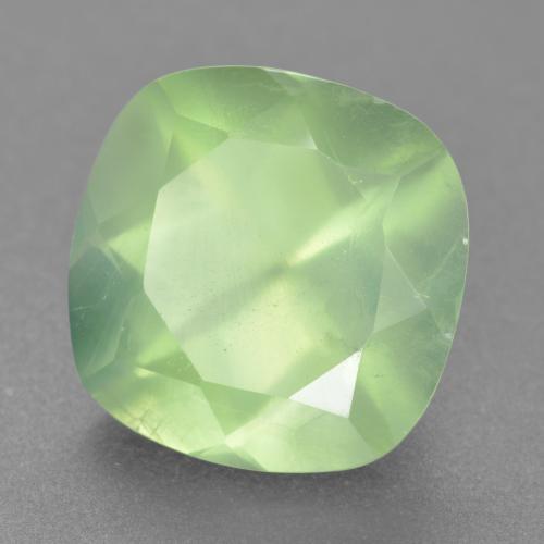 Prehnita verde natural de 6,62 ct, corte cojín, translúcido