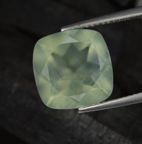 Prehnita verde natural de 6,82 ct, corte cojín, translúcido