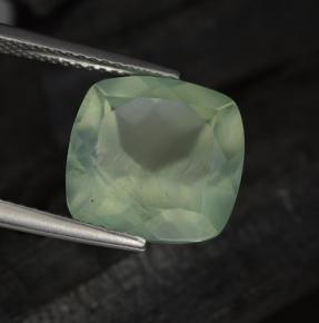 Prehnita verde natural de 6,82 ct, corte cojín, translúcido
