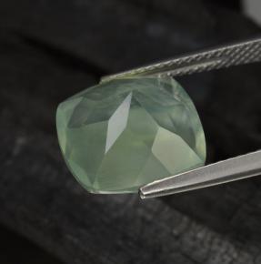 Prehnita verde natural de 6,82 ct, corte cojín, translúcido