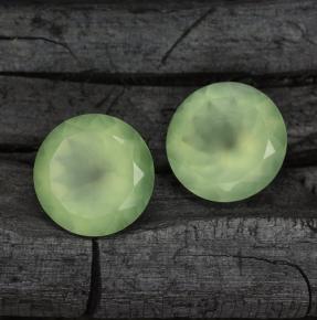 Gemas de prehnita verde natural de  ct, corte redondo, translúcido