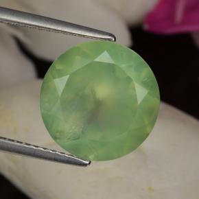 Prehnita verde natural de 5,97 ct, corte redondo, translúcido