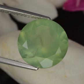 Prehnita verde natural de 5,97 ct, corte redondo, translúcido