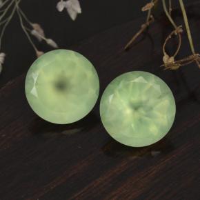 Gemas de prehnita verde natural de 11,55 ct, corte redondo, translúcido