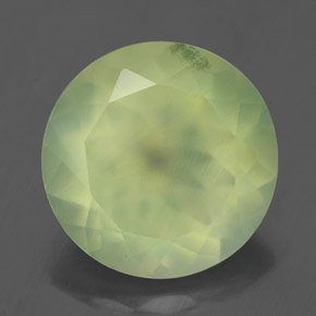 Prehnita verde natural de 5,88 ct, corte redondo, translúcido