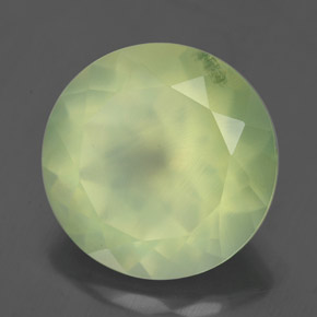 Prehnita verde natural de 5,88 ct, corte redondo, translúcido