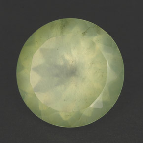 Prehnita verde natural de 5,90 ct, corte redondo, transparente