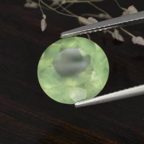 Prehnita verde natural de 5,61 ct, corte redondo, translúcido