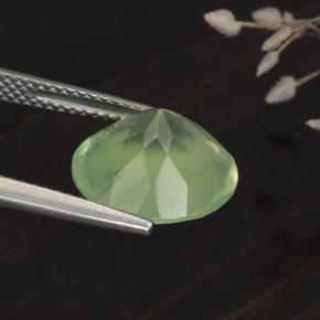 Prehnite Verde natural de 5.61 ct, Corte Redondo, Translúcido