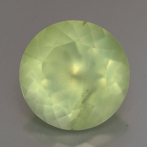 Prehnita verde natural de 5,77 ct, corte redondo, transparente