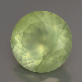 Prehnita verde natural de 5,77 ct, corte redondo, transparente
