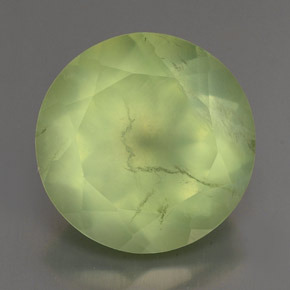Prehnita verde natural de 6,01 ct, corte redondo, transparente