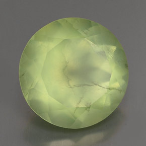 Prehnita verde natural de 6,01 ct, corte redondo, transparente