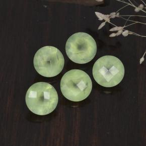 Gemas de prehnita verde natural de 9,38 ct, corte redondo, translúcido