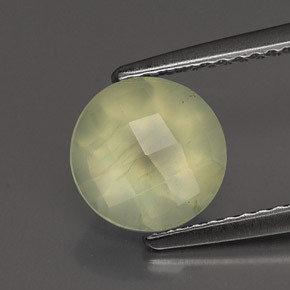 Prehnita verde natural de 1,85 ct, corte redondo, transparente