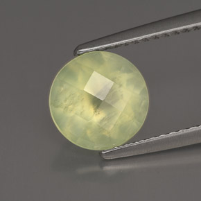 Prehnita verde natural de 1,93 ct, corte redondo, transparente