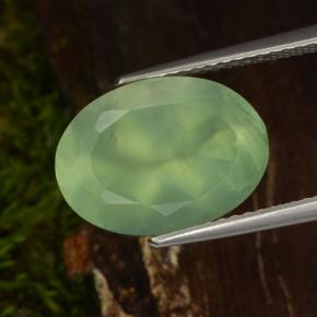 Prehnita verde natural de 6,16 ct, corte óvalo, transparente