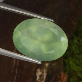 Prehnita verde natural de 6,16 ct, corte óvalo, transparente
