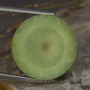 Prehnita verde natural de 8,86 ct, corte redondo, translúcido