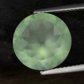 Prehnita verde natural de 5,73 ct, corte redondo, translúcido
