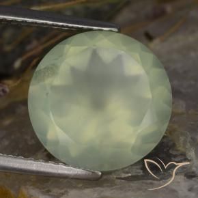 Prehnita verde natural de 5,76 ct, corte redondo, transparente