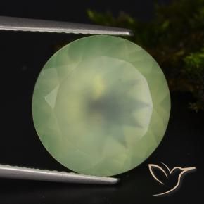 Prehnite Pale Lime Green  natural de 9.21 ct, Corte Redondo, Translúcido