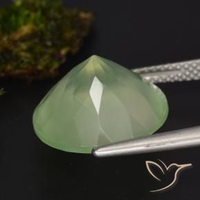 Prehnite Pale Lime Green  natural de 9.21 ct, Corte Redondo, Translúcido